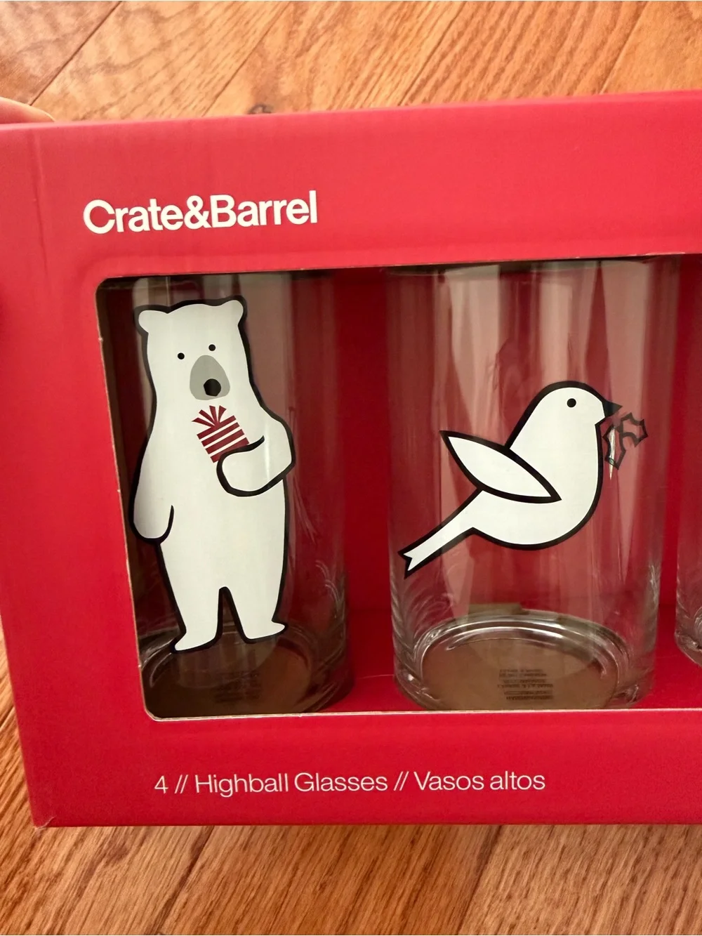 NWT Crate and Barrel Holiday of 4 // Highball Glasses.